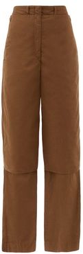 Layered Cotton-ventile Wide-leg Cargo Trousers - Womens - Dark Khaki