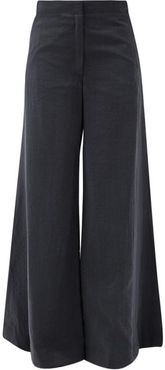 Flared-leg Dry-silk Blend Suit Trousers - Womens - Black