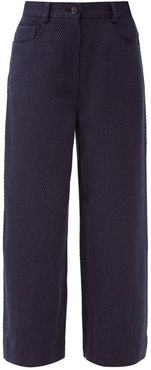 Priska Wide-leg Wool-blend Twill Trousers - Womens - Navy