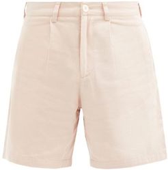 Herringbone-cotton Chino Shorts - Mens - Pink