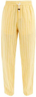 Striped Cotton Trousers - Mens - Yellow