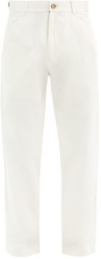 Straight-leg Cotton-herringbone Trousers - Mens - Off White