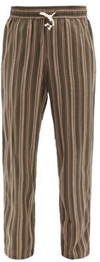 Striped Cotton Trousers - Mens - Brown Multi