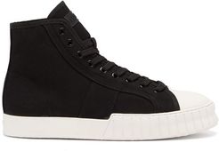 Divid Hi Recycled Cotton-canvas Trainers - Womens - Black White