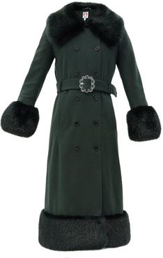 River Faux Fur-trimmed Recycled Wool-blend Coat - Womens - Green