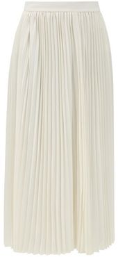 High-rise Plissé-crepe Midi Skirt - Womens - Ivory
