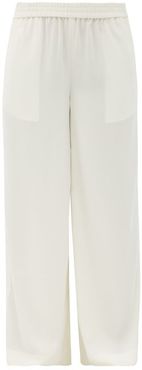 Elastic-waist Crepe Wide-leg Trousers - Womens - Ivory