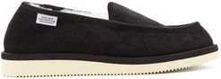 Corduroy Shearling-lined Slippers - Womens - Black