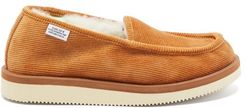 Corduroy Shearling-lined Slippers - Womens - Tan