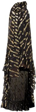 La Boheme Pussy-bow Silk-blend Dress - Womens - Black Gold