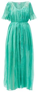 Sabina Pleated Cotton Dress - Womens - Green