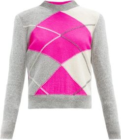 Argyle-intarsia Lambswool Sweater - Womens - Grey Multi