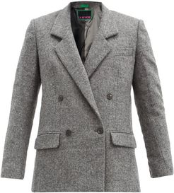 Camille Double-breasted Wool Blazer - Womens - Grey