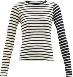 Striped Cotton-jersey Top - Womens - Navy Multi