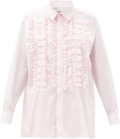 Element Ruffled-placket Cotton Shirt - Womens - Pink