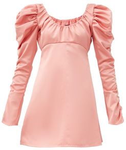 Amiata Off-the-shoulder Satin Mini Dress - Womens - Pink
