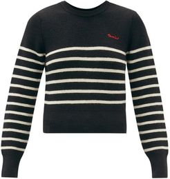 Logo-embroidered Striped Wool Sweater - Womens - Black White