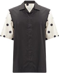 Paneled Polka-dot Cotton-blend Poplin Shirt - Mens - Black Multi
