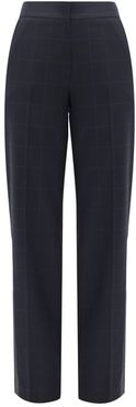 Noa Checked Wool Straight-leg Trousers - Womens - Navy