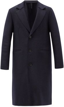 Pressed-wool Single-breasted Overcoat - Mens - Navy