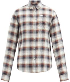 Elongated-sleeves Shadow Plaid Linen Shirt - Mens - Multi