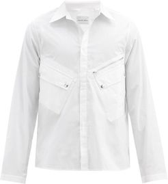 Zipped Patch Pocket Technical-cotton Shirt - Mens - White