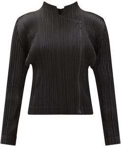 Asymmetric Zip Technical-pleated Jacket - Womens - Black