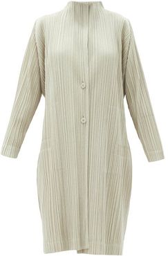 Single-breasted Technical-pleated Coat - Womens - Beige