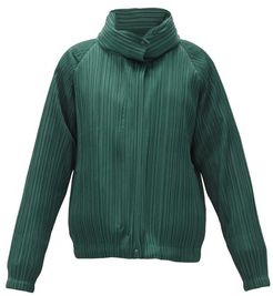 Detachable-layer Padded Technical-pleated Jacket - Womens - Dark Green