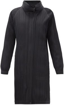 Detachable-panel Padded Technical-pleated Coat - Womens - Black