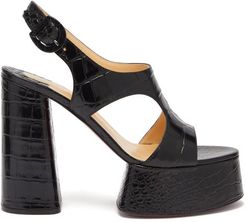 Foolish 130 Croc-effect Leather Platform Sandals - Womens - Black