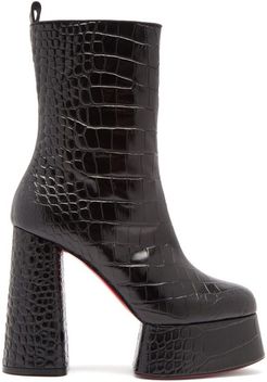 Izamayeah 130 Crocodile-effect Leather Boots - Womens - Black