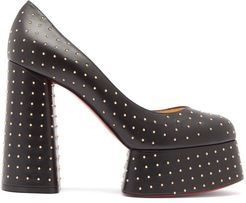 Foolish 130 Studded Leather Platform Pumps - Womens - Black Gold