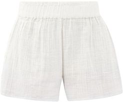 Aria Buttoned-side Dip-dyed Cotton Shorts - Womens - White Multi