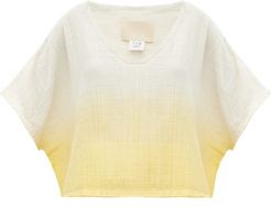 Kai V-neck Dip-dyed Cotton Top - Womens - Yellow Multi