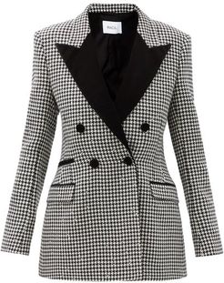 Double-breasted Wool-blend Houndstooth Jacket - Womens - Black White