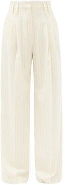 Maxime Pinstriped Wool-blend Wide-leg Trousers - Womens - Ivory