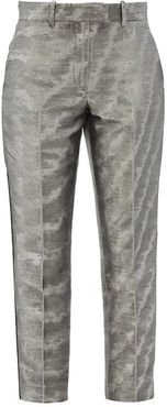 Aries Cropped Moire-lamé Trousers - Womens - Silver