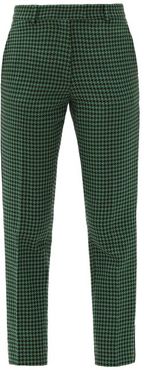 Aries Cropped Houndstooth-check Tweed Trousers - Womens - Black Green