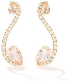 Sissi Diamond, Morganite & 18kt Gold Earrings - Womens - Gold