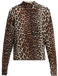 Leopard-print Merino Wool-blend Sweater - Womens - Animal