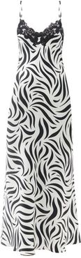 Lace-trimmed Zebra-print Silk-charmeuse Slip Dress - Womens - Animal