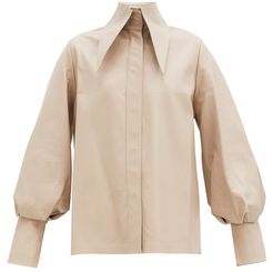 Manika Leather Shirt - Womens - Beige