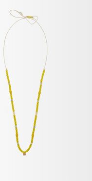 Diamond, Aquamarine & 18kt Gold Charm Necklace - Womens - Yellow