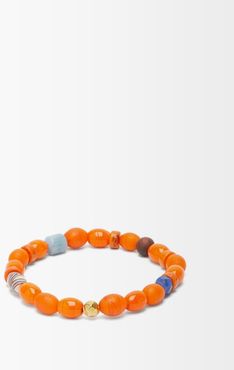 Aquamarine, Tiger's Eye & 18kt Gold Bead Bracelet - Womens - Orange