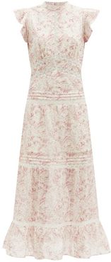 Caprice Ruffled Floral-print Cotton Dress - Womens - White Print