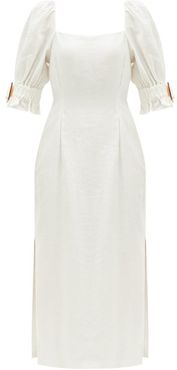 Pascale Square-neck Side-slit Linen Dress - Womens - Ivory