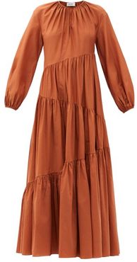The Asymmetric Tiered Cotton-blend Maxi Dress - Womens - Camel