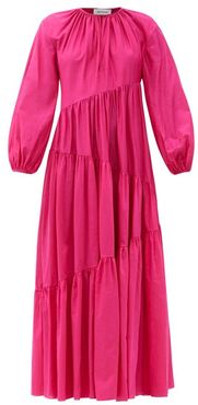 Asymmetric Cotton-blend Maxi Dress - Womens - Fuchsia