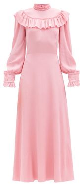 The Firefly Ruffled Silk-blend Dress - Womens - Pink